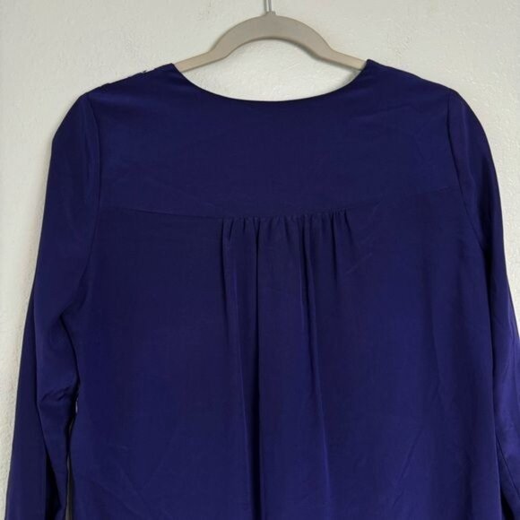 Diane Von Furstenberg Louise silk purple floral long sleeve blouse 4 - Picture 8 of 12